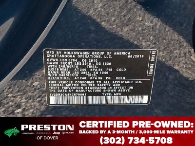 2019 Volkswagen Atlas 3.6L V6 SE