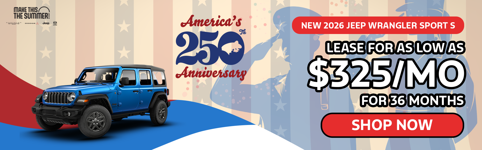 Lease for $325/Mo for 36 Mo. | New 2026 Jeep Wrangler