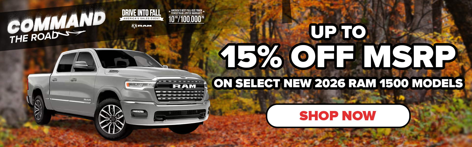 Up to 15% off MSRP | Select 2026 Ram 1500 Models