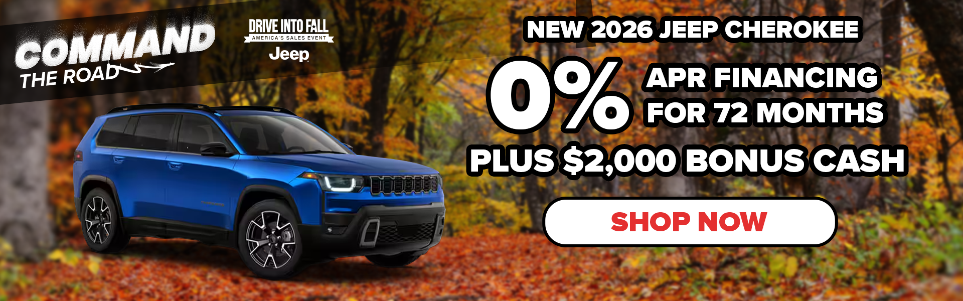 0% APR/72 Mo + $2,000 Bonus Cash | New 2026 Jeep Cherokee